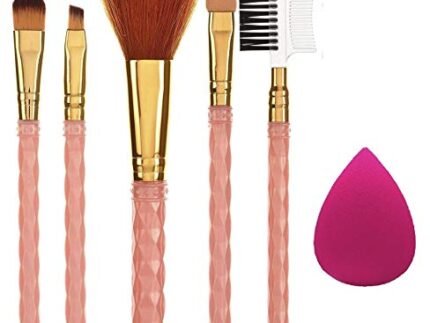 AY Makeup Brush Set of 5 and 1 Makeup Sponge Puff (colour may vary) | Face and Eye Makeup Brushes Set | For Cream, Liquid and Powder Formulation |