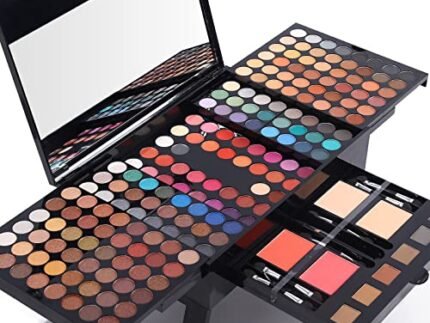 All In One Makeup Kit 180 Ultimate Colors Matte Shimmer Eyeshadow Palette Colorful Gift 2 Face Powder 2 Blusher 1 Eyeliner Pencil 6 Sponge Brushs 6 Eyebrow Powder Professional Cosmetics Fashion Women Makeup Case Full Make Up Eye Shadow Palette Primer Set Present