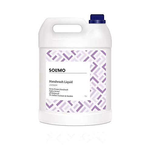Amazon Brand – Solimo Liquid Handwash, Refill Can | Lavender | 5 Litre | Fights Germs | Ph-Balanced Formula | No Added Triclosan & Parabens Amazon Brand – Solimo Liquid Handwash, Refill Can | Lavender | 5 Litre | Fights Germs | Ph-Balanced Formula | No Added Triclosan & Parabens