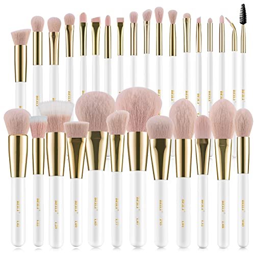 BEILI Makeup Brushes 30Pcs Professional Makeup Brush Set Premium Pink Vegan Synthetic Kabuki Foundation Blending Brush Face Powder Blush Concealers Eye Shadows Make Up Brush Set (White/Rose Gold) BEILI Makeup Brushes 30Pcs Professional Makeup Brush Set Premium Pink Vegan Synthetic Kabuki Foundation Blending Brush Face Powder Blush Concealers Eye Shadows Make Up Brush Set (White/Rose Gold)