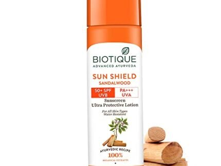 Biotique Bio Sandalwood Sunscreen Ultra Soothing Face Lotion, SPF 50+ |Ultra Protective Lotion| Keeps Skin Soft, Fair and Moisturized| Water Resistant| For All Skin Types| 120ml