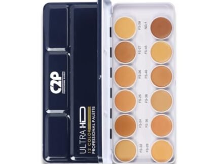 C2P Pro Original Colour Supraemeshield 12-in-1 Concealer and Foundation Palette for Face Makeup | Cream-Based Contour, Color Corrector & Foundation | Hides Blemishes & Dark Circles | Buildable Coverage, Ideal for Dry Skin | 42g