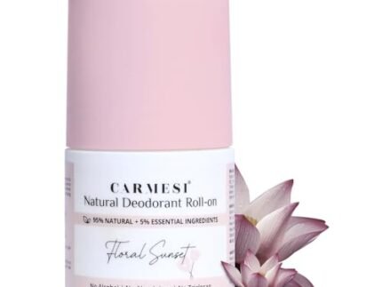 Carmesi Natural Deodorant Roll-on for Women | 95% Natural Ingredients | Controls Sweat & Odour All Day | No Aluminium | No Triclosan | Floral Sunset | 50 ml