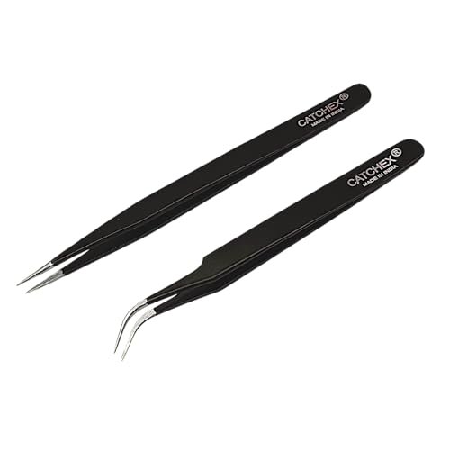 Catchex Non-Magnetic ESD Safe Anti-static Tweezers (Powdered Coated – Black) – Set of 2 Catchex Non-Magnetic ESD Safe Anti-static Tweezers (Powdered Coated – Black) – Set of 2
