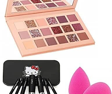 Cazo Nude Eyeshadow Palette 18 Shades With Makeup Brush & Beauty Blender, Shimmery & Matte Finish (3 Items In The Set)