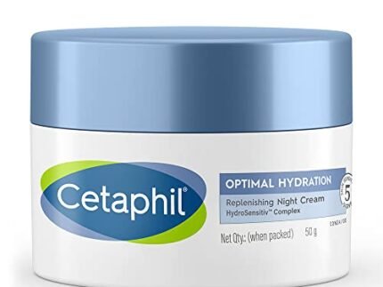 Cetaphil Optimal Hydration Replenishing Night Cream 50g | Lightweight & Fast Absorption | Hyaluronic Acid, Blue Daisy Extract, Niacinamide