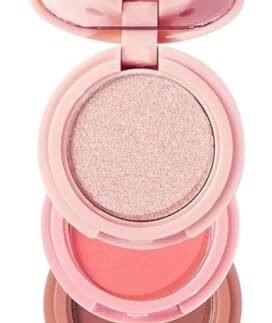 Classyhuda Professional Long Lasting Waterproof 3in1 Makeup Blusher, Eyeshadow & Highlighter Palette For Girls & Women. travel friendly mini face blush and highlihter palette.