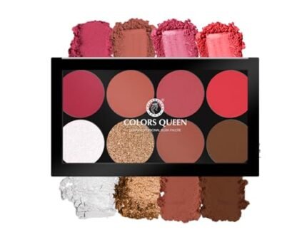 Colors Queen Ultra Professional Blush Palette with Shimmer Highlighters and Contour | Highly Pigmented & Easy to Blendable Shades | Lightweight Blush and Highlighter Palette (Shade - 03)