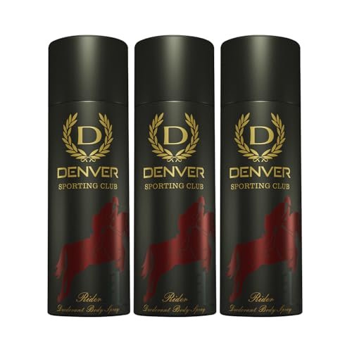 DENVER Rider Deodorant- 180ML Each, Pack of 3| Long Lasting Deodorants Body Spray for Men DENVER Rider Deodorant- 180ML Each, Pack of 3| Long Lasting Deodorants Body Spray for Men