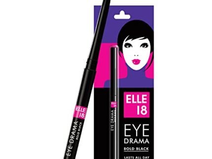 Elle 18 Eyedrama Kajal – Matte Finish, Bold Black, Smudge Proof, Water Proof, 20 Hrs Long Stay, Twist Up Format, One Swipe Application | 0.35g