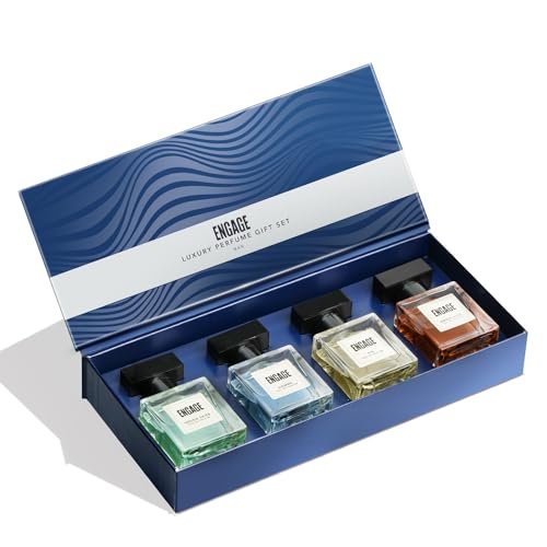 Engage Luxury Perfume Gifts For Men, 100ml, Long Lasting Smell, Best Birthday, Anniversary Gift Hamper by ITC, Eau De Parfum, Travel Sized Combo, 25ml x 4 Engage Luxury Perfume Gifts For Men, 100ml, Long Lasting Smell, Best Birthday, Anniversary Gift Hamper by ITC, Eau De Parfum, Travel Sized Combo, 25ml x 4