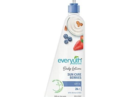Everyuth Naturals Sun Care Berries Body Lotion 500ml for men & women | 24Hr Hydration | Deep Moisture Care for Dry Skin | Enriched with 100% Natural Almond Milk | Enhanced with SPF 15