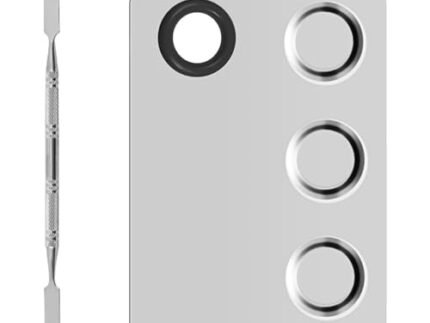 FIRST BEAUTY Stainless Steel Makeup Mixing Palette with Spatula | Cosmetic Blending Tray for Foundation, Concealer, Lipstick & Nail Art | Professional Artist Tool