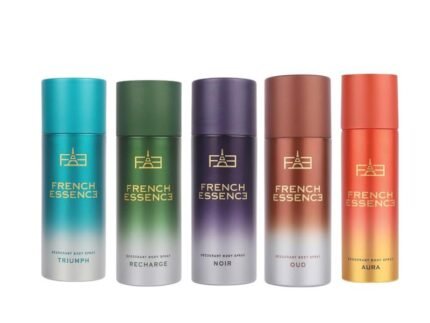 FRENCH ESSENCE Deodorant for men and women | Man Deo | Body Spray for men,Long Lasting Fragrance, Fresh Scent combo Deodorants (Pack of 5 (Aura,Noir, Oud, Recharge,Triumph))