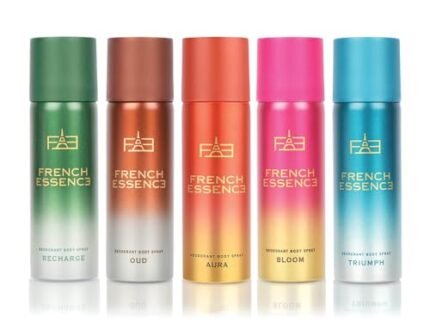 FRENCH ESSENCE combo Deodorant for men and women/Man Deo/Body Spray/Long Lasting Fragrance, Fresh Scent (combo offer) 50ml Each Deodorants - Bloom,Aura, Oud,Recharge,Triumph 250Ml (Pack Of 5)