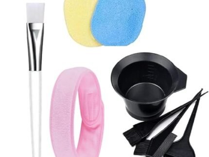 Facial Brush Bowl Kit, 2 Face Cleaning Sponges, Facial Headband | Beauty Salon Spa Professional Styling Hair Dye Color Mixing Bowl, Face Pack Brush, Makeup Puff, Face Wash Headband Women (5pcs)