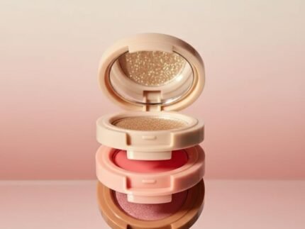 Fairlis Luxury Stackable Cosmetic Compact Set, Shimmer, Eyeshadow and Blush Palette, Rose Gold, Multi-Layer Design | 3-in-1 Stackable Makeup