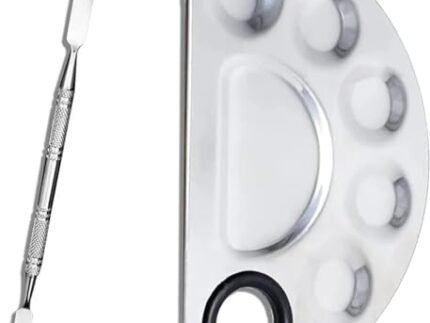 Feelhigh Makeup Palette, Stainless Steel, Makeup Palette, Professional Cosmetics, Mixing Makeup Palette with Spatula Tools, 6×4