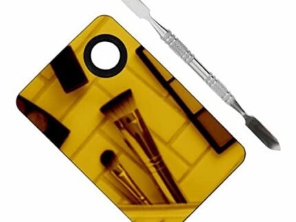 GENERIC Shiny Makeup Palette With Stainless Steel Square Shape Spatula, Golden 100 g