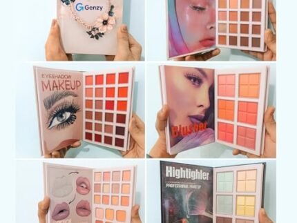 Genzy 5 in 1 Makeup Book Palette | All-in-One Contour, Blush, Highlighter & Eyeshadow | Foldable Travel-Friendly Makeup Kit | Long-Lasting Universal Shades for All Skin Tones | Portable Multi-Use Makeup Palette