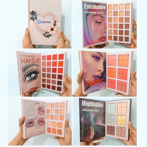 Genzy 5 in 1 Makeup Book Palette | All-in-One Contour, Blush, Highlighter & Eyeshadow | Foldable Travel-Friendly Makeup Kit | Long-Lasting Universal Shades for All Skin Tones | Portable Multi-Use Makeup Palette Genzy 5 in 1 Makeup Book Palette | All-in-One Contour, Blush, Highlighter & Eyeshadow | Foldable Travel-Friendly Makeup Kit | Long-Lasting Universal Shades for All Skin Tones | Portable Multi-Use Makeup Palette