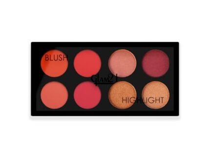 Glam21 Blush Highlighter Palette | Silky pigments for long lasting shimmer look | Pigmented Blusher | Highly Blendable | suitable for all skin tone | 24 gm -Chic-01