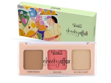 Glam21 Cheeky Affair The Face Palette |Multipurpose Palette 3 In 1 Contour, Blush & Highlight Palette |Long-Lasting Formula | Waterproof | Sweatproof | Sweet-8.6Gm
