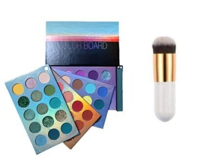 Glazed Color Board Eyeshadow Palette & Foundation Makeup Cosmetic Brush 150 g (Multicolor) (2 Items In The Set), Shimmery & Matte Finish