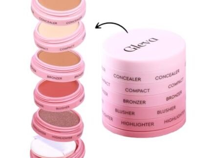 Gleva 5 In 1 Makeup stack With Concealer, Bronzer, Blusher, Compact & Highlighter Smooth & Blendable Formula – Travel Friendly, Quick & Easy to Use (Medium)