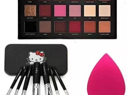 Glowhouse Ultimate 18 Pigmented Colors Eyeshadow Palette With Brush Applicators & Makeup Sponge Longwearing & Easily Blendable Eye Makeup Palette Matte Shimmers & Metallic Finish – Multicolor