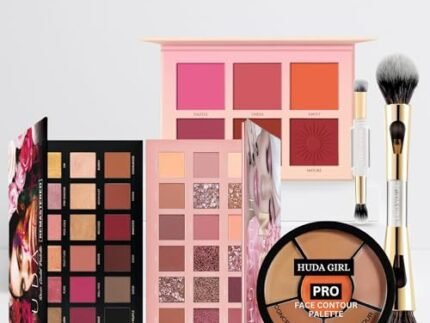 HUDA GIRL Makeup Kit for Women - Combo Of 3in1 nude Concealer Palette, Nude & Rose Gold Eyeshadow Palette with 4in1 Professional Brush and Touch Blush Palette