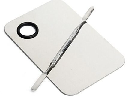 HUDA GIRL Makeup Mixing Palette with Spatula – Silver Stainless Steel – Mix Foundation, Eyeshadow, Lipsticks – Makeup Artist Tool