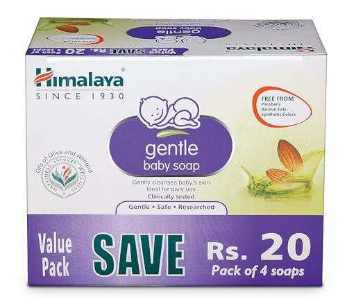 Himalaya Gentle Baby Soap 75 g | Value Pack of 4 – Save Rs 20 extra| No 1 Doctor prescribed brand | Oils of Almond & Olive | Gently cleanses baby’s skin | Himalaya Gentle Baby Soap 75 g | Value Pack of 4 – Save Rs 20 extra| No 1 Doctor prescribed brand | Oils of Almond & Olive | Gently cleanses baby’s skin |