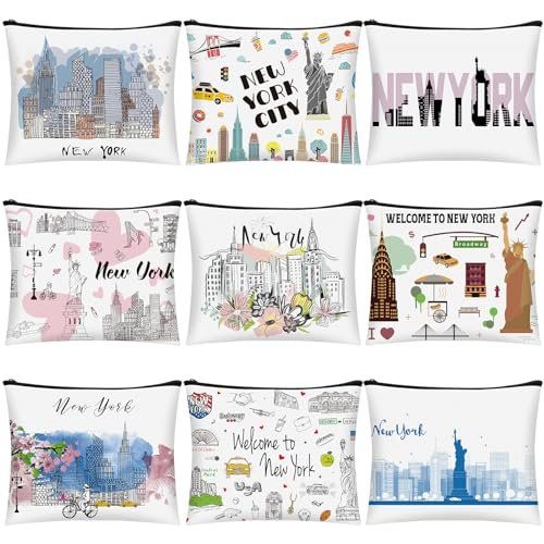 Huhumy 9 Pcs Cosmetic Bag New York Souvenir Zipper Pouch Los Angeles Souvenir Gifts Italy Paris Broadway Alaska Makeup Purse for Girls Women Traveler Birthday Christmas Party Favors, as the pictures Huhumy 9 Pcs Cosmetic Bag New York Souvenir Zipper Pouch Los Angeles Souvenir Gifts Italy Paris Broadway Alaska Makeup Purse for Girls Women Traveler Birthday Christmas Party Favors, as the pictures