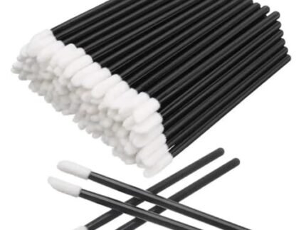 Indiana Disposable Lip Brush Pack of 50 | Lipstick & Lip Gloss Wands | Eyeshadow Brushes | Travel-Friendly Makeup Applicator Tool Kit | Black