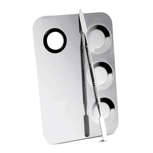 KIRA Makeup Mixing Palette, Stainless Steel Makeup Palette, Cosmetic Palette with Spatula Tool Beauty Product Mixing Palette, Professional Cosmetic Mixing Makeup Palette KIRA Makeup Mixing Palette, Stainless Steel Makeup Palette, Cosmetic Palette with Spatula Tool Beauty Product Mixing Palette, Professional Cosmetic Mixing Makeup Palette