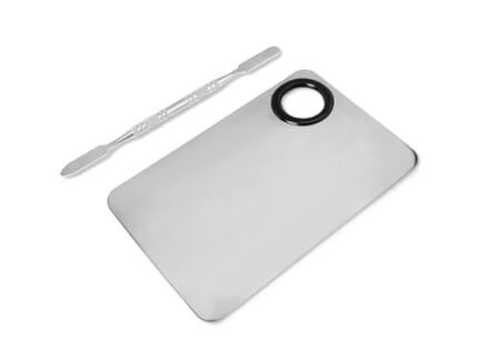 KIRA Professional Makeup Mixing Palette – Flat Stainless Steel Makeup Mixing Palette with Spatula Tool – Cosmetic Makeup Blending Tray for Foundation, Eye Shadow, Lipsticks & Nail Art