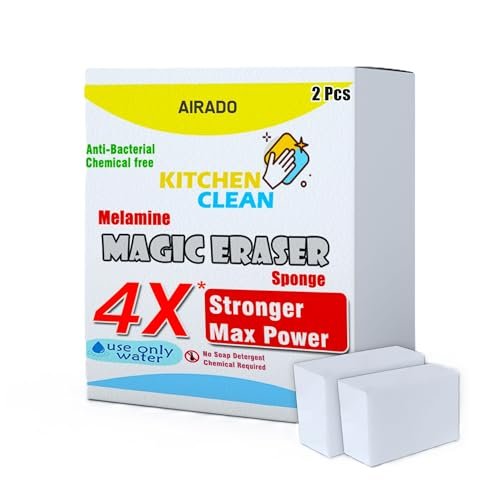 Kitchen Clean ™ 4X Stronger Melamine Magic Eraser | Chemical Free Multipurpose Nano-tech Magic Foam | Home Kitchen Bathroom Taps Wall Glass Stains Shoes Sneakers Cleaning Sponge (Pack of 2 Pcs) Kitchen Clean ™ 4X Stronger Melamine Magic Eraser | Chemical Free Multipurpose Nano-tech Magic Foam | Home Kitchen Bathroom Taps Wall Glass Stains Shoes Sneakers Cleaning Sponge (Pack of 2 Pcs)