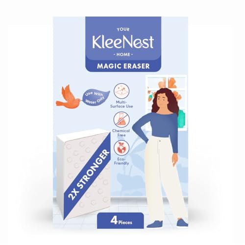 Kleenest Magic Eraser Cleaning Sponge | Pack of 4 | Chemical-Free, Multi-Purpose Wipe for Effortless Cleaning of Kitchen, Bathroom, Walls, Shoes & More – Tough on Stains, Gentle on Surfaces Kleenest Magic Eraser Cleaning Sponge | Pack of 4 | Chemical-Free, Multi-Purpose Wipe for Effortless Cleaning of Kitchen, Bathroom, Walls, Shoes & More – Tough on Stains, Gentle on Surfaces