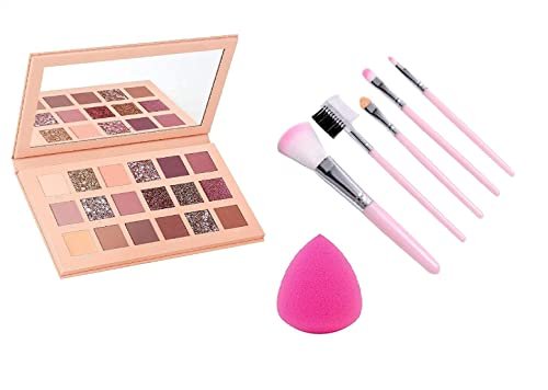 Komoko Nude Eyeshadow Palette 18 Color Makeup Palette Highlighters With Makeup Brush and Beauty Blender Sponge Puff Komoko Nude Eyeshadow Palette 18 Color Makeup Palette Highlighters With Makeup Brush and Beauty Blender Sponge Puff