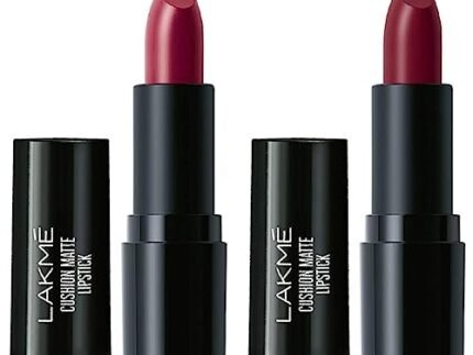 LAKMÉ Cushion Matte Lipstick, Burgundy Bloom, 4.5 g & Cushion Matte Lipstick, Plum Obsession, 4.5 g