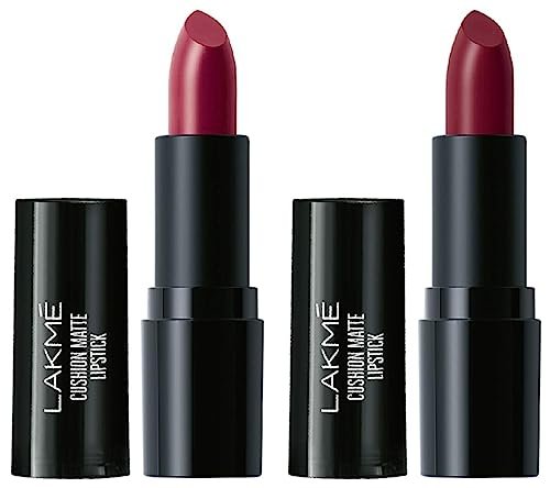 LAKMÉ Cushion Matte Lipstick, Burgundy Bloom, 4.5 g & Cushion Matte Lipstick, Plum Obsession, 4.5 g LAKMÉ Cushion Matte Lipstick, Burgundy Bloom, 4.5 g & Cushion Matte Lipstick, Plum Obsession, 4.5 g