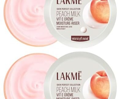 LAKMÉ Peach Milk Soft Crème Moisturizer for Face 100 g, Daily Lightweight Whipped Cream with Vitamin E for Soft, Glowing Skin - Non Oily 24h Moisture (Pack of 2)