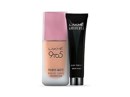 LAKMÉ 9 To 5 Primer + Matte Perfect Cover Liquid Full Coverage Foundation For Oily Skin & 9 To 5 Cc Cream Mini Combo, Pack Of 1
