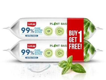 LuvLap Plant Based 99% Pure Water Extra Thick Unscented Baby Wipes (72×2), Buy1 Get1 Free, with Aloe Vera & Vitamin E, pH Balanced, Paraben Free, Ideal for Delicate Skin, Dermatologically Tested