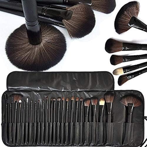 MACPLUS Fiber Bristle Makeup Brush Set with Black Leather Case- BLACK, 24 Pieces MACPLUS Fiber Bristle Makeup Brush Set with Black Leather Case- BLACK, 24 Pieces