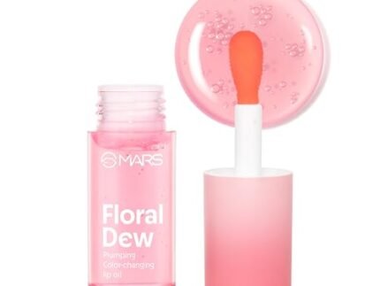 MARS Plumping Color Changing Lip Oil (4.5ml) (FLORAL DEW) With Fat Applicator | Skin Nourishing Ingredients – Olive Fruit Oil, Jojoba Oil | Hydrating & Moisturising | Plumping Effect