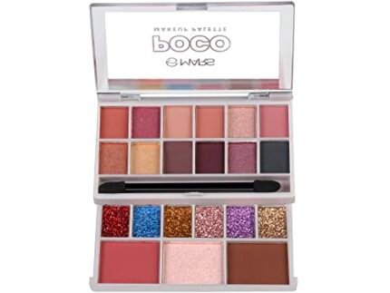 MARS Poco Face Makeup and eyeshadow Palette with Slider Case | Free Applicator | Long Wearing | Highly Pigmented and Easy to Blend 21 Shades (20g) (03-Multicolor)