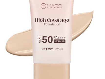 MARS SPF50 PA++++ High Coverage Foundation (25ml) (03-NATURAL BEIGE) | Blemish Free & Easy to Blend Foundation for Makeup