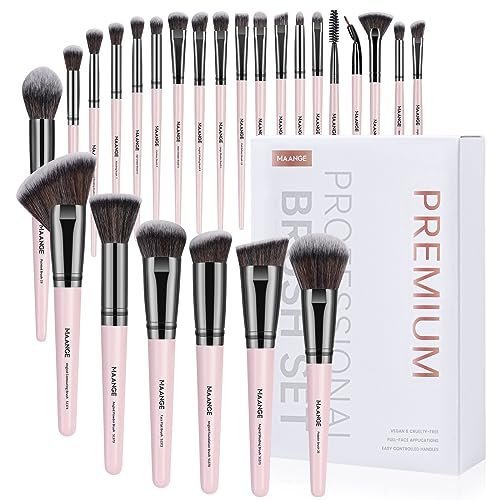 Maange 25Pcs Makeup Brush Set Premium Synthetic Concealer Blush Foundation Eyeshadow Brush Professional Make Up Brushes With Gift Box(Pink) Maange 25Pcs Makeup Brush Set Premium Synthetic Concealer Blush Foundation Eyeshadow Brush Professional Make Up Brushes With Gift Box(Pink)
